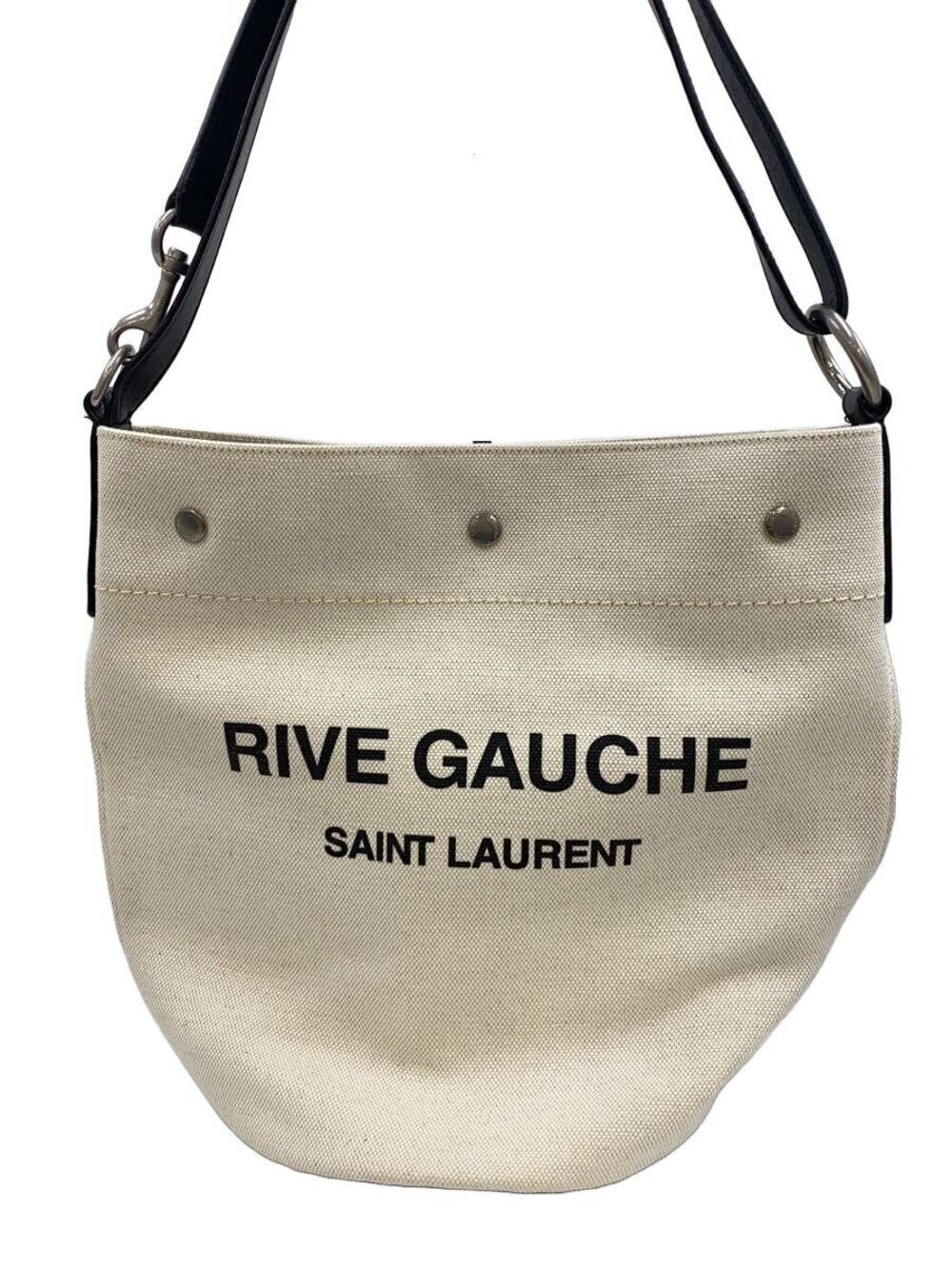 Saint Laurent Rive Gauche Shoulder Bag Canvas Ivory White